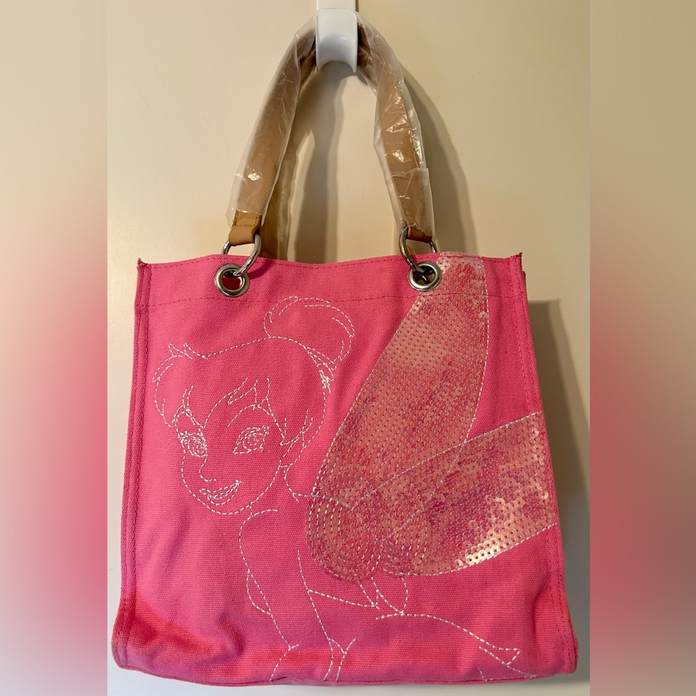 Disney Store Tinkerbell with Sequined Wings Pink Bag, NWT.